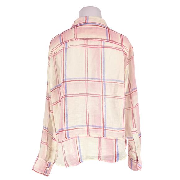 ANTHROPOLOGIE HOLDING HORSES Blush Plaid Lightweight Button-Front Shirt Size XS - Picture 7 of 8